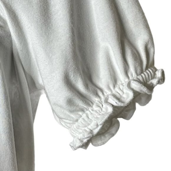 Cable & Gauge Top Peasant Style Smocking Short Sleeve White Size S - Picture 4 of 9
